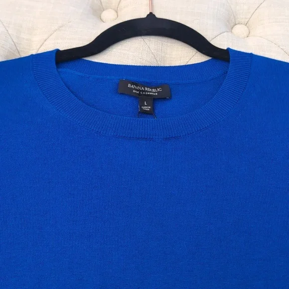 Banana Republic Royal Blue Silk Cashmere Sweater Large NWT - Picture 8 of 8